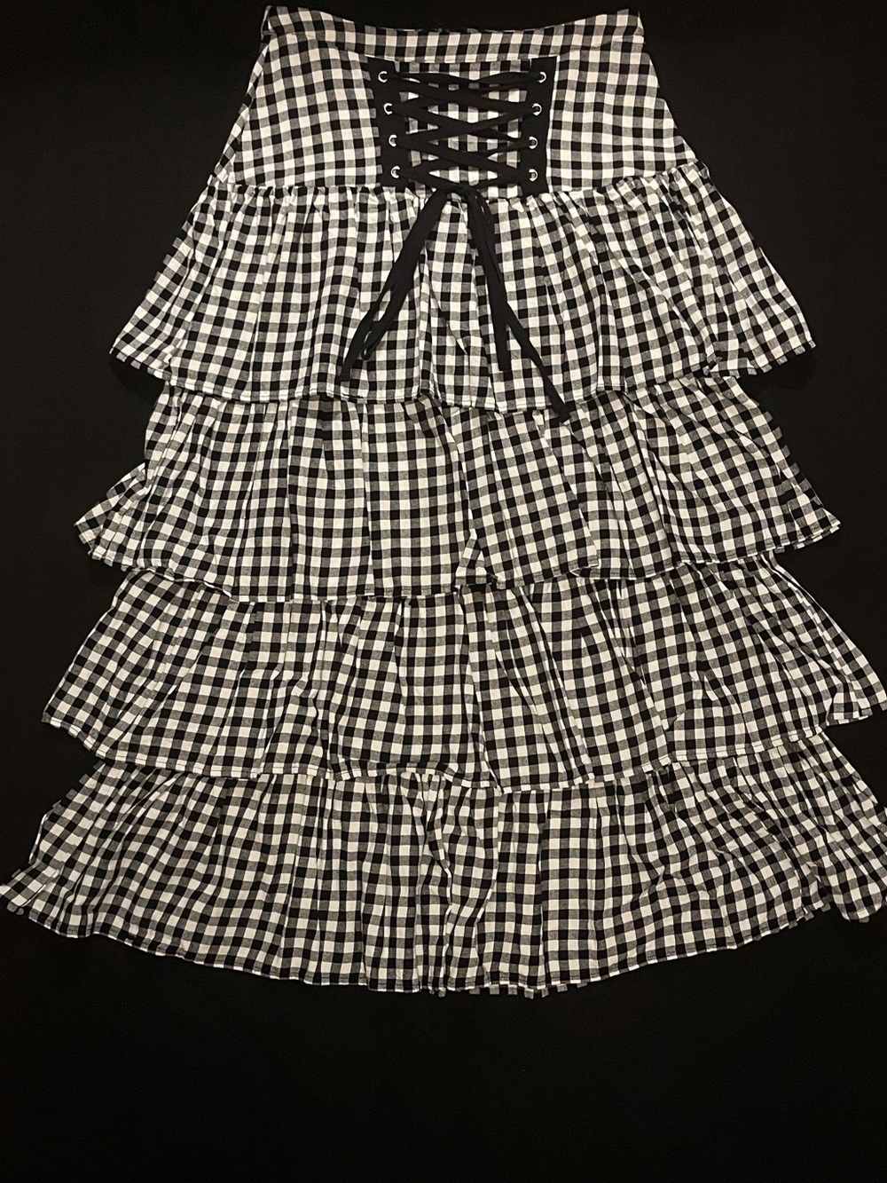 tiered gingham skirt
